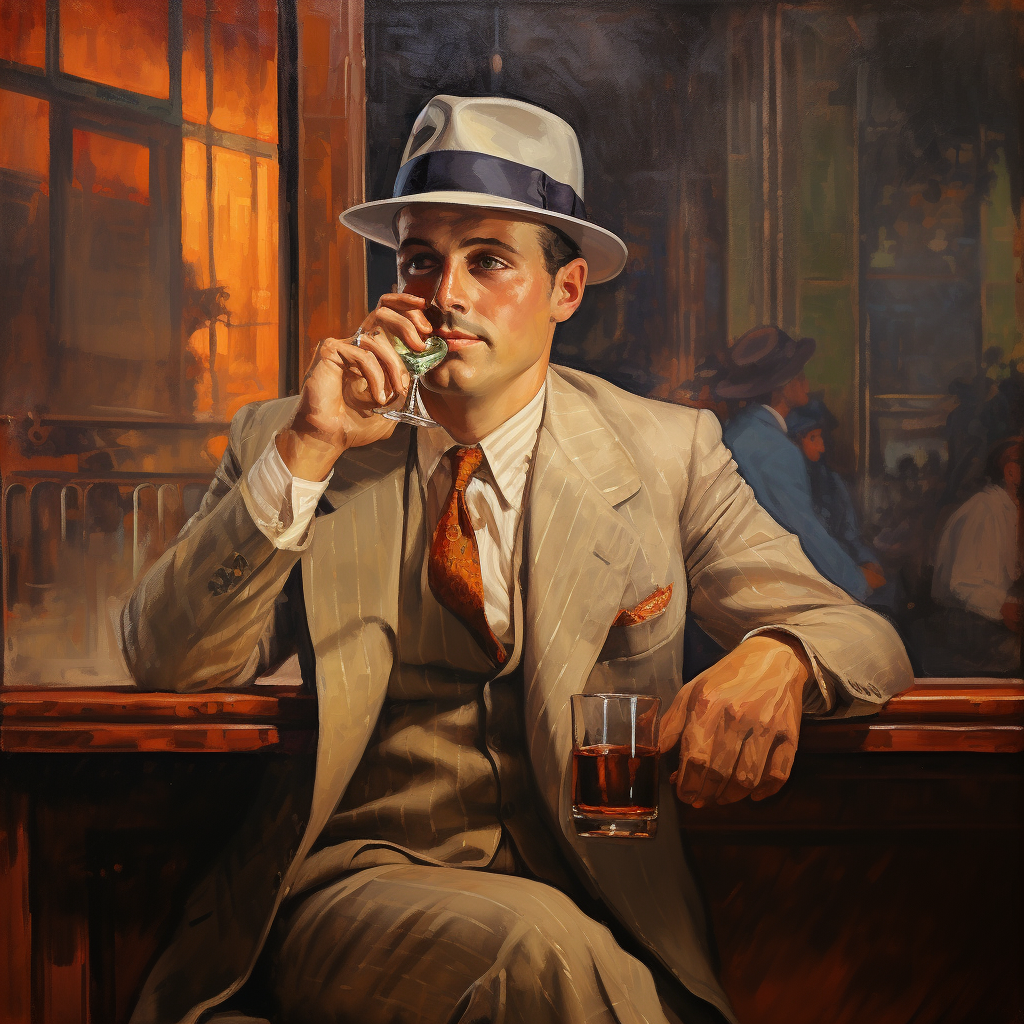 1920's man sitting at the bar