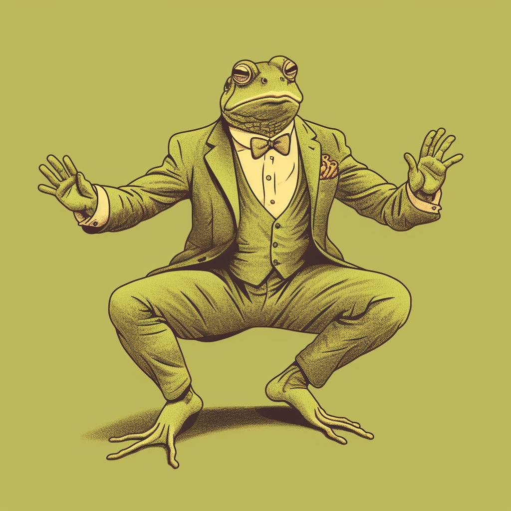 Illustration of man transforming into frog