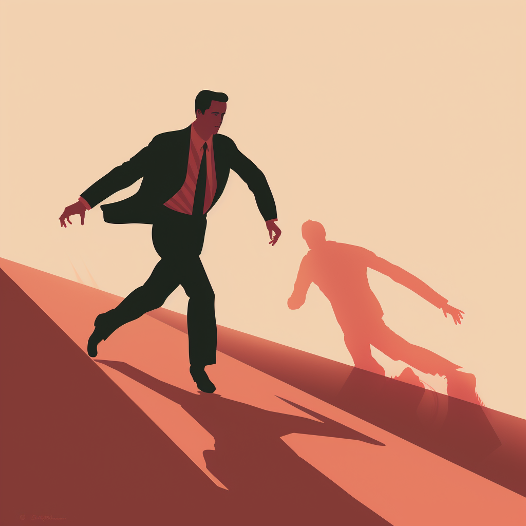 Illustration of man chased by shadow