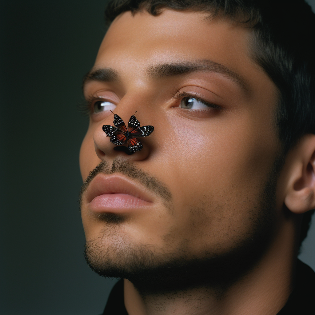 Man with Butterfly on Nose