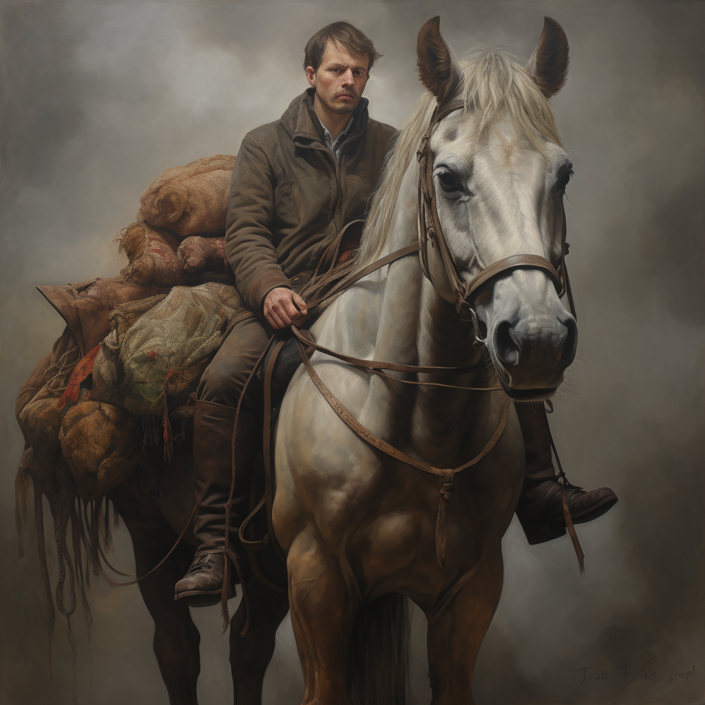 Man carrying a horse