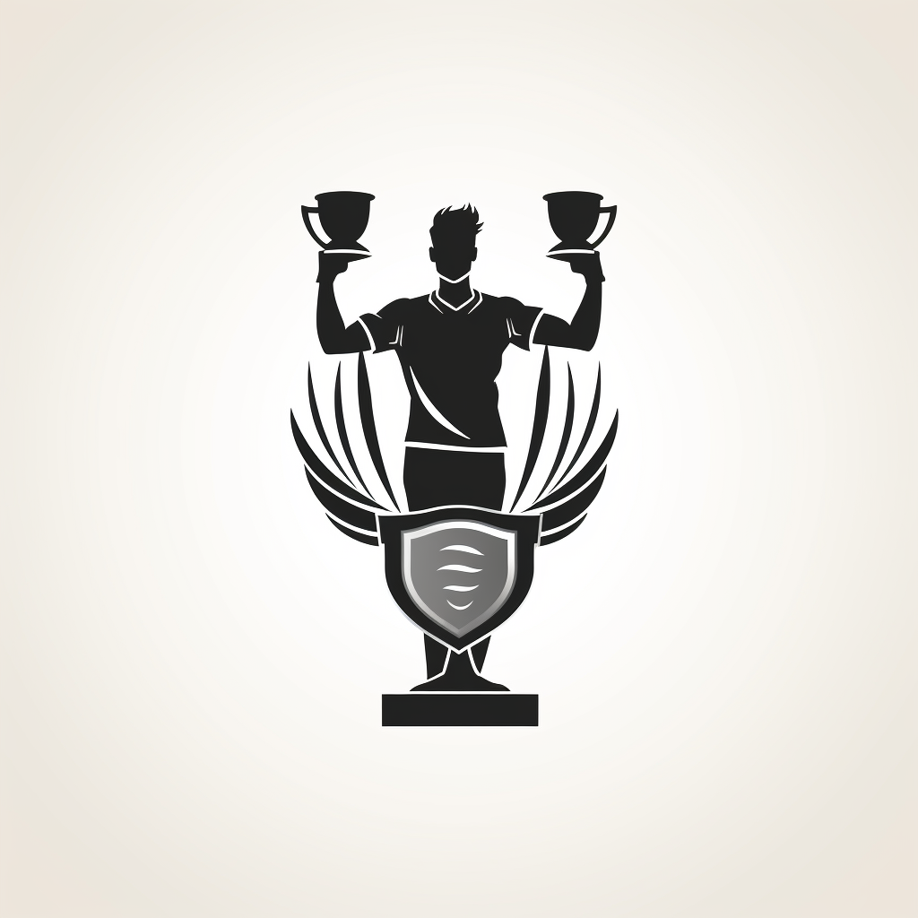 Logo design of a man carrying a trophy