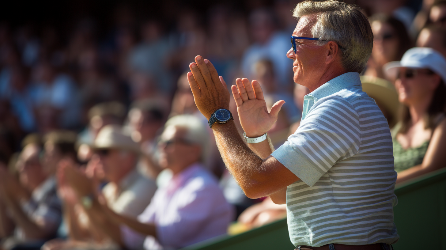 Man clapping at a tennis match