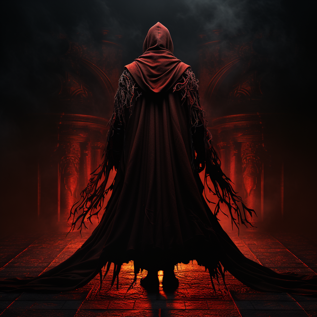 Man in Cloak with Red Outline