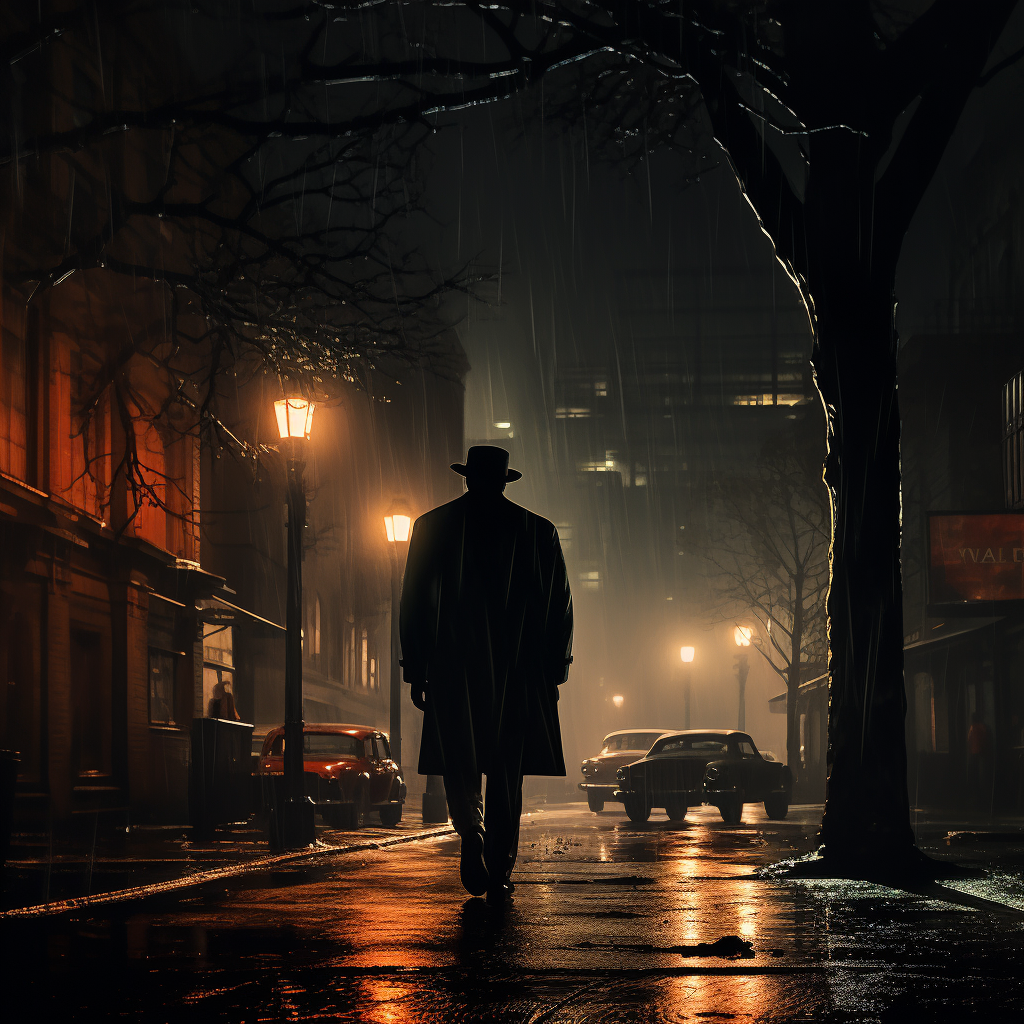 Man in Coat Walking on Illuminated Street