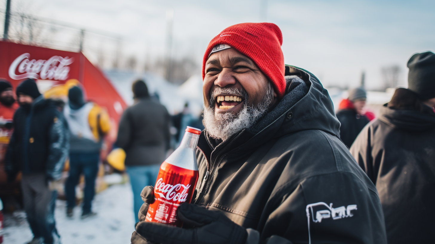 Man drinking cola at tailgate party