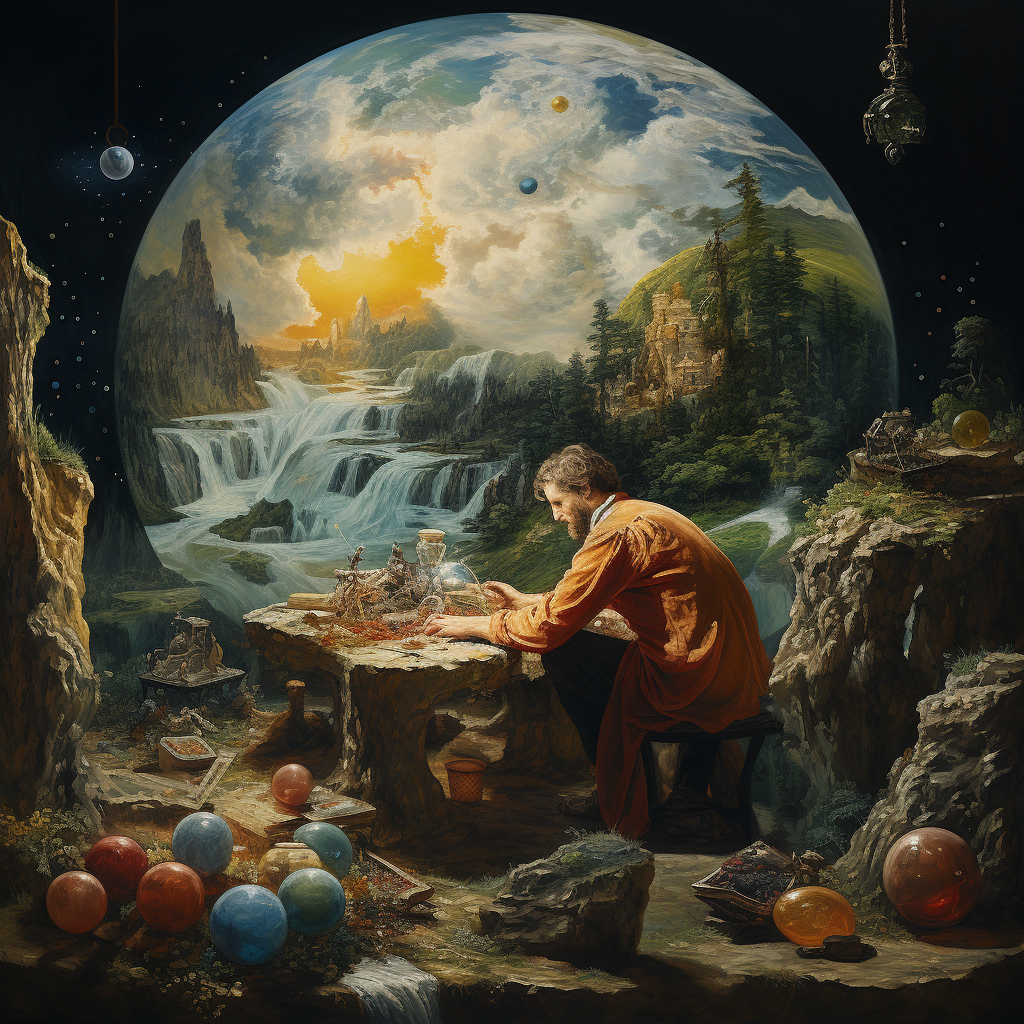 Jan Brueghel-inspired man and earth painting