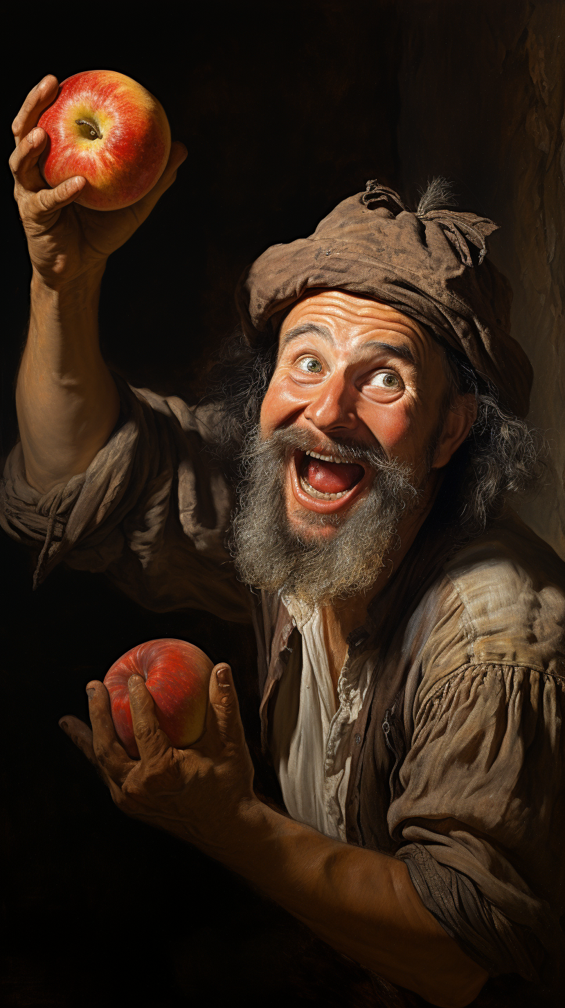 Man enjoying a delicious apple