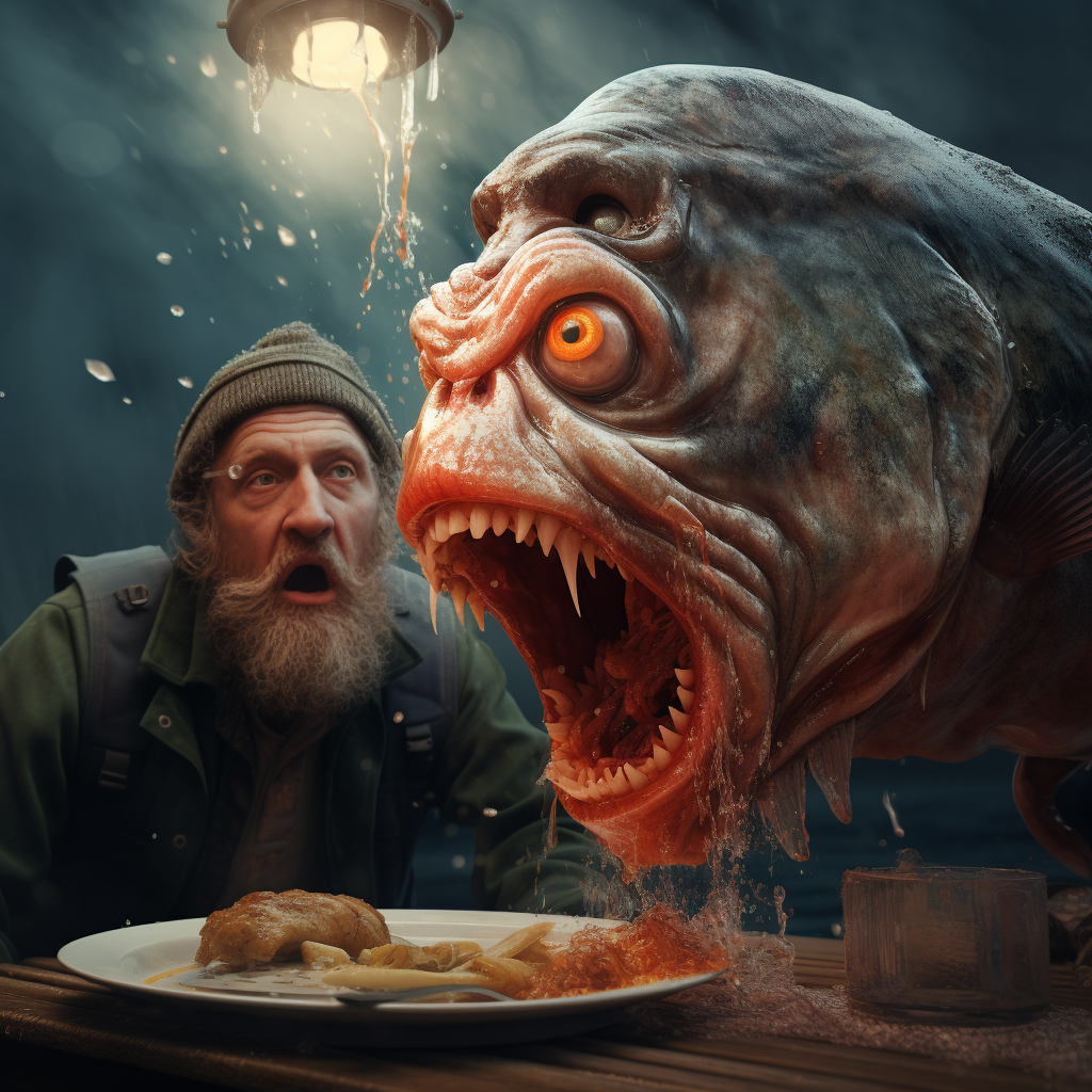 Man Eating Fish - AI Prompt Image