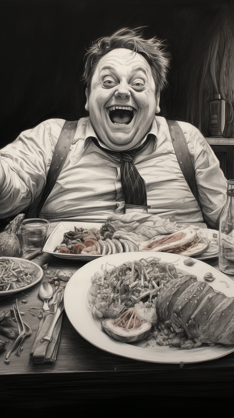 Man enjoying a full stomach feast