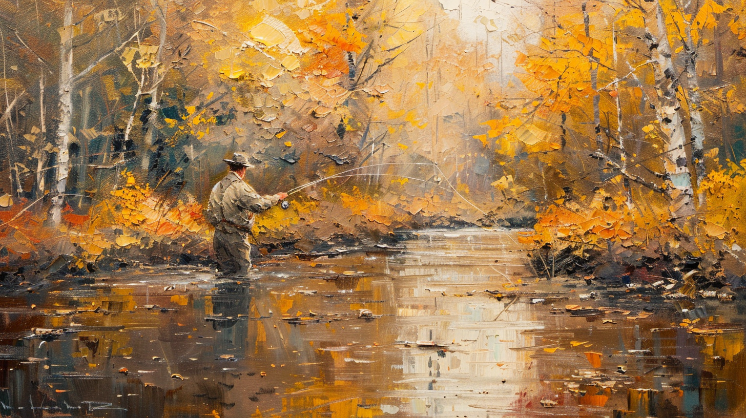 Man Fly Fishing in Stream