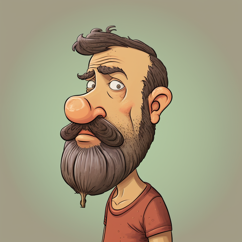 Man with garlic on nose cartoon