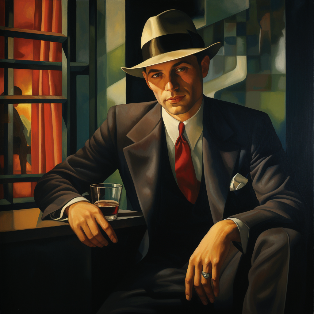 Elegant man with hat in bar at night