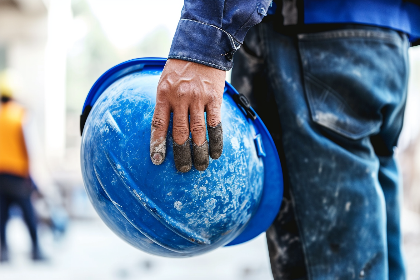 construction worker with blue helmet