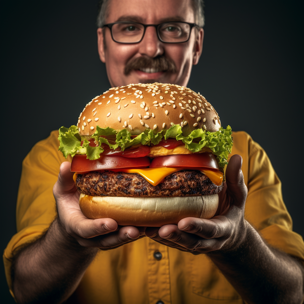 Man enjoying a tasty cheeseburger