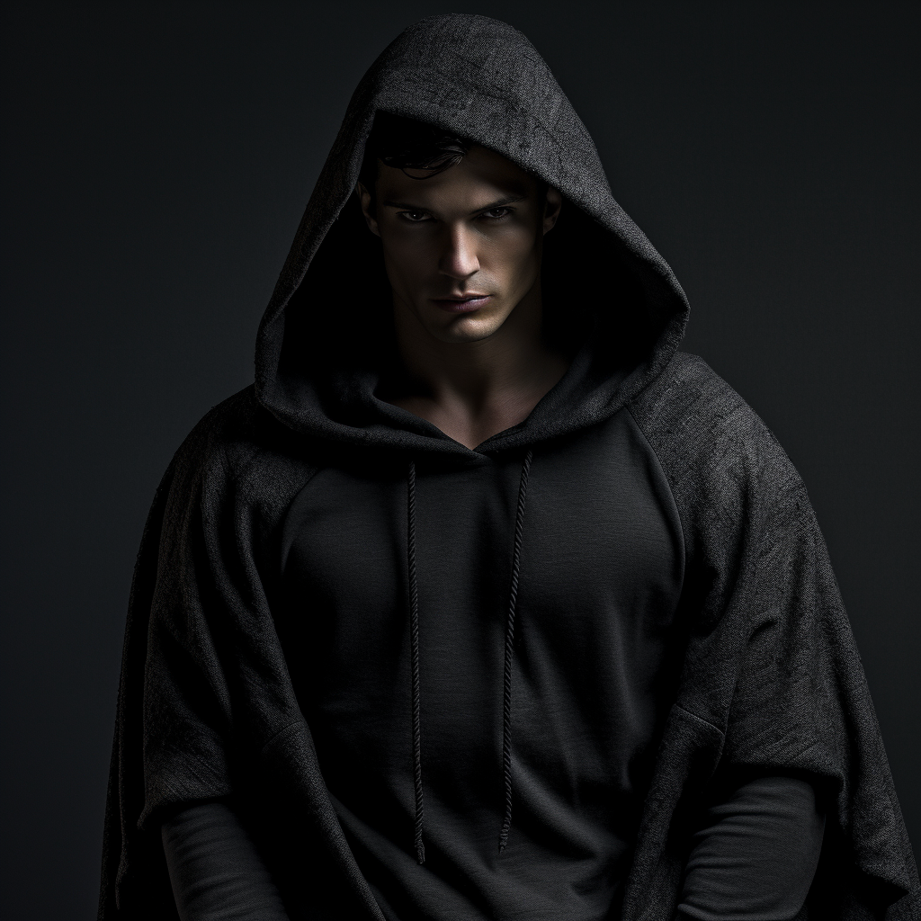 Fashionable man wearing dark gray hoodie