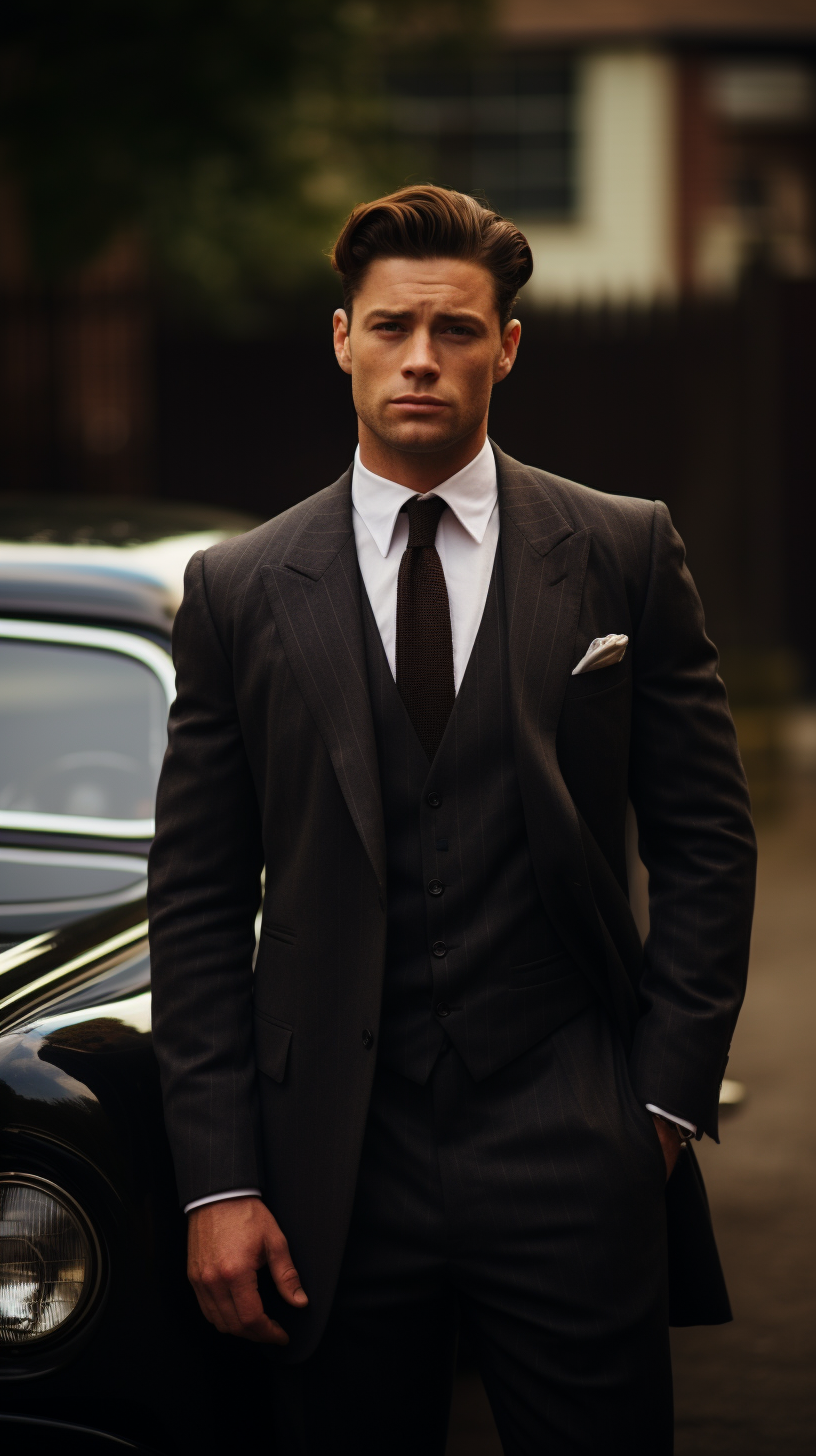 Man in modern attire posing with 1990s car