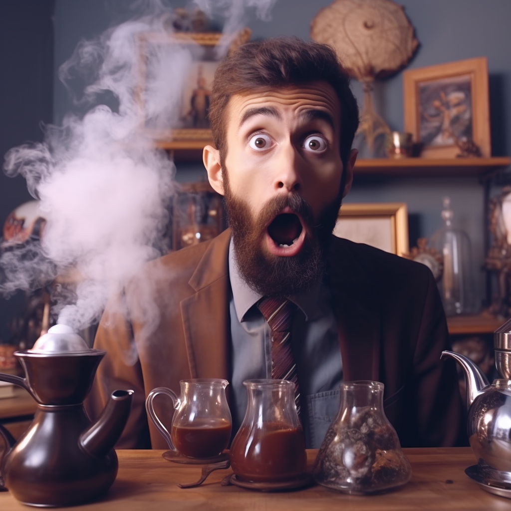 Man inventing coffee by accident