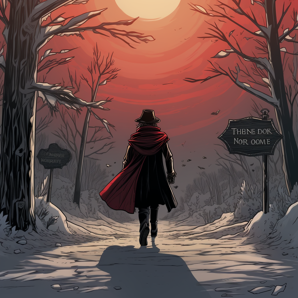 Man in Long Coat Walking to Frosty Forest