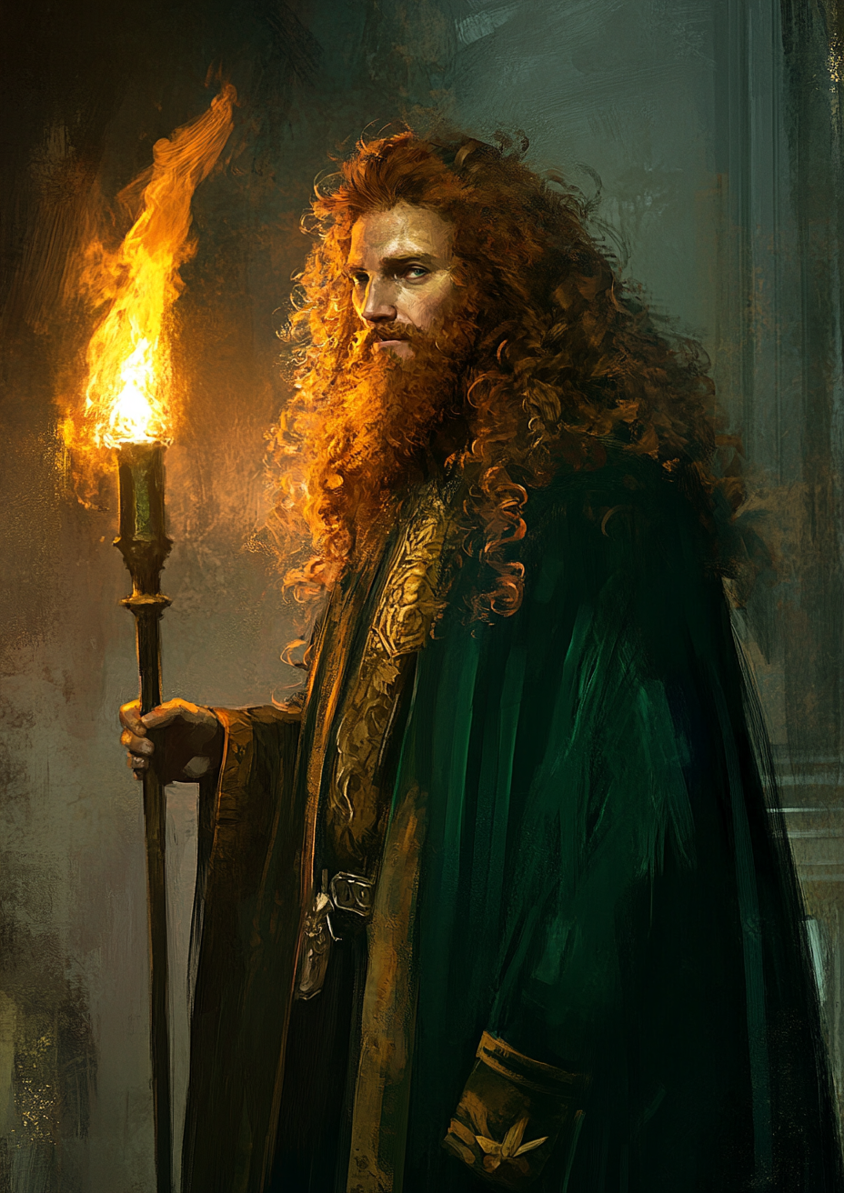 Man with Torch and Green Robe