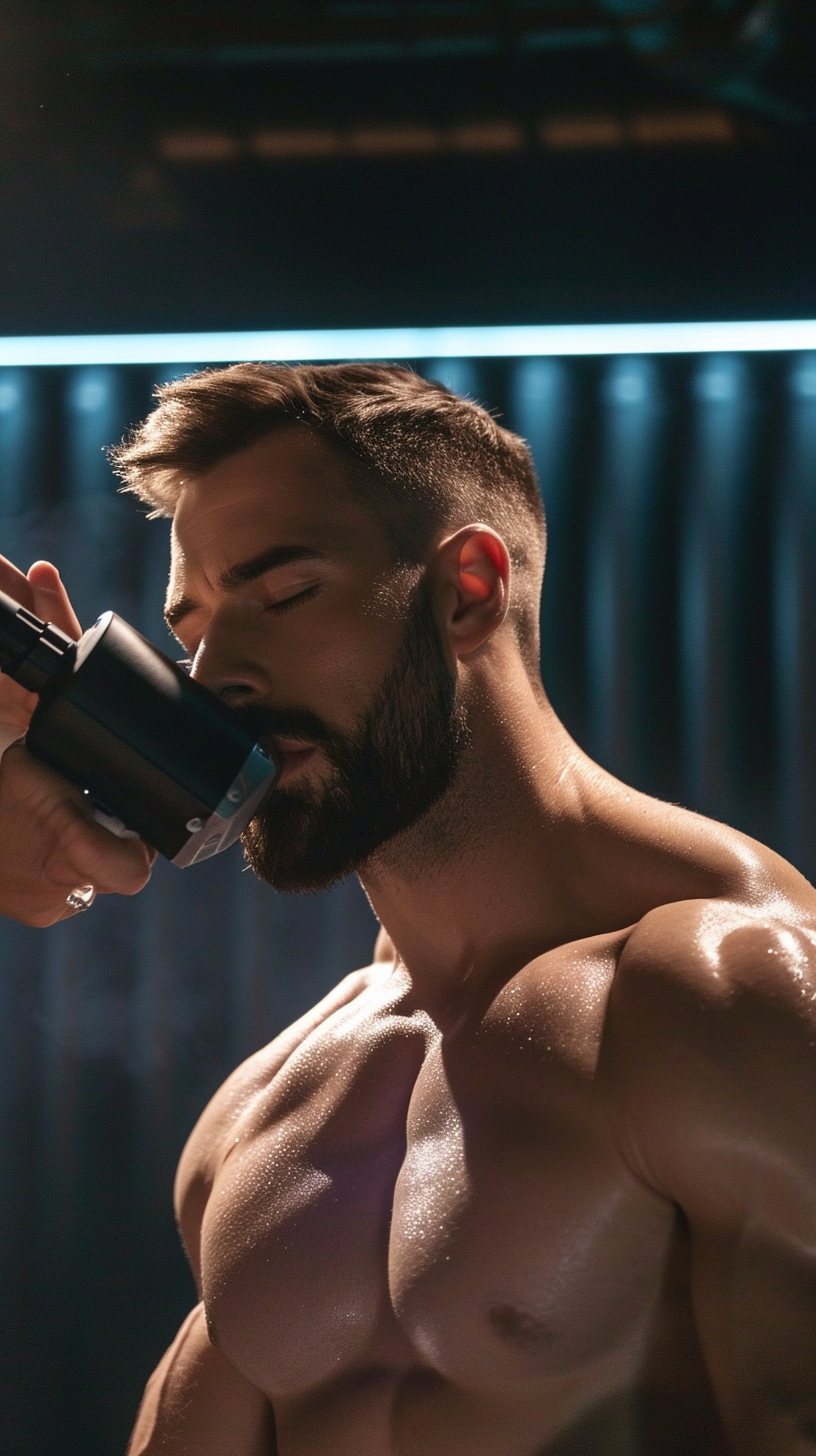 Man getting muscle massage with gun