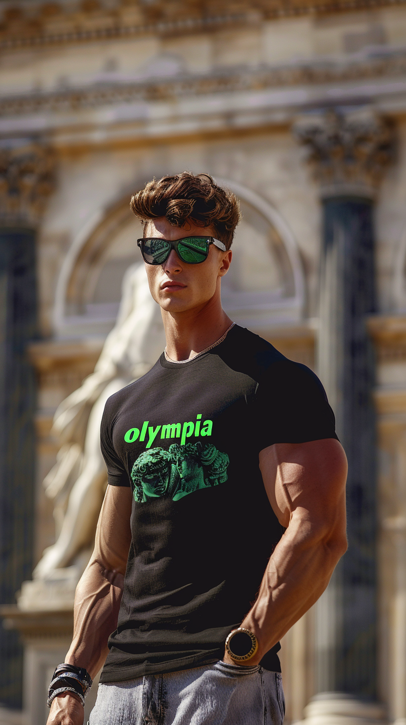 Muscular man with sunglasses standing