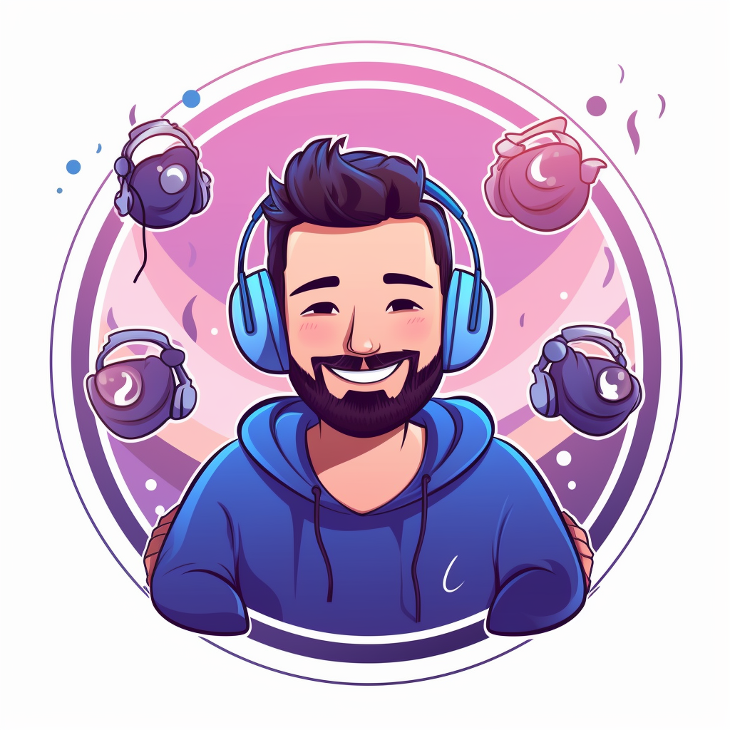 Cartoon-style man listening to music logo