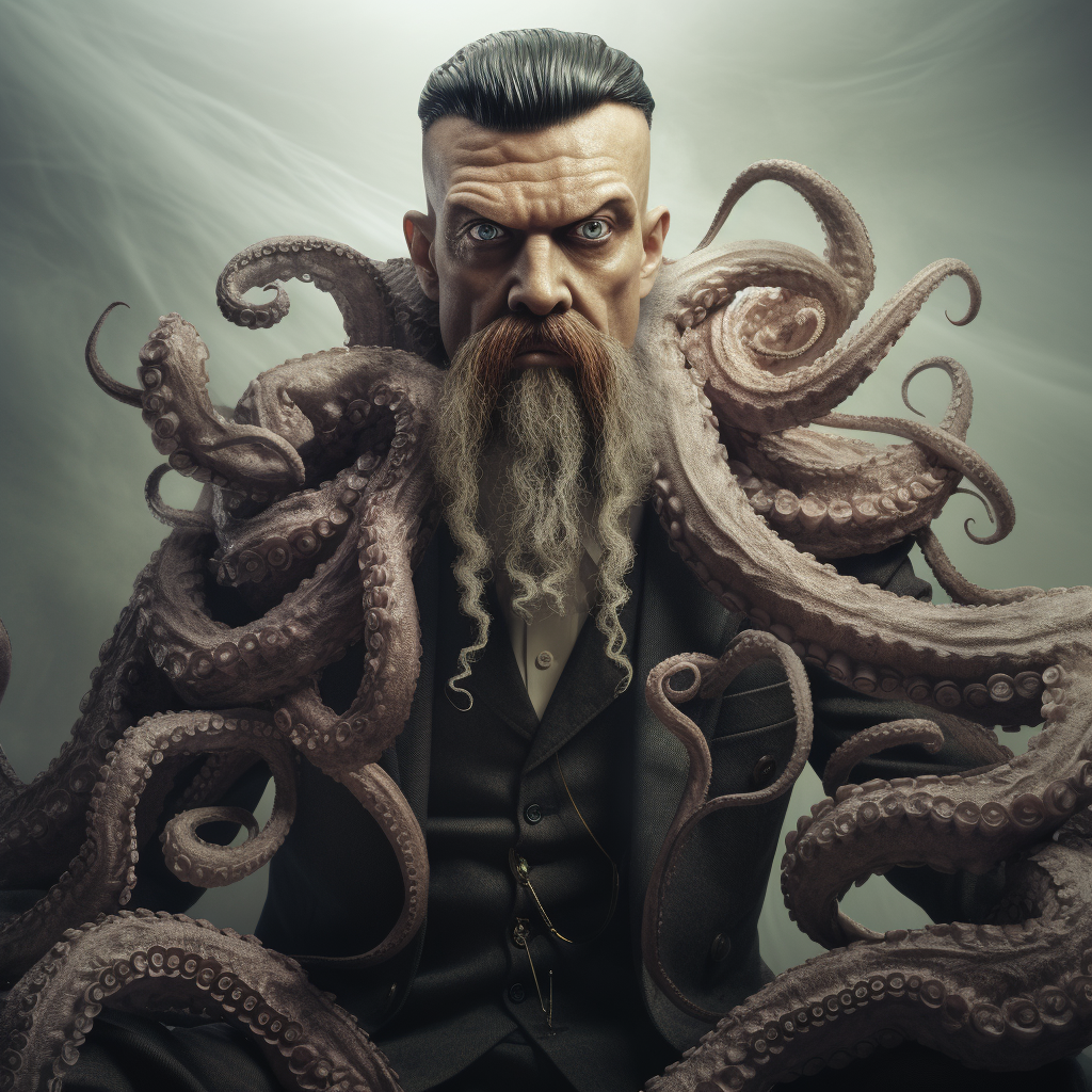 Unique man with octopus tentacle mustache