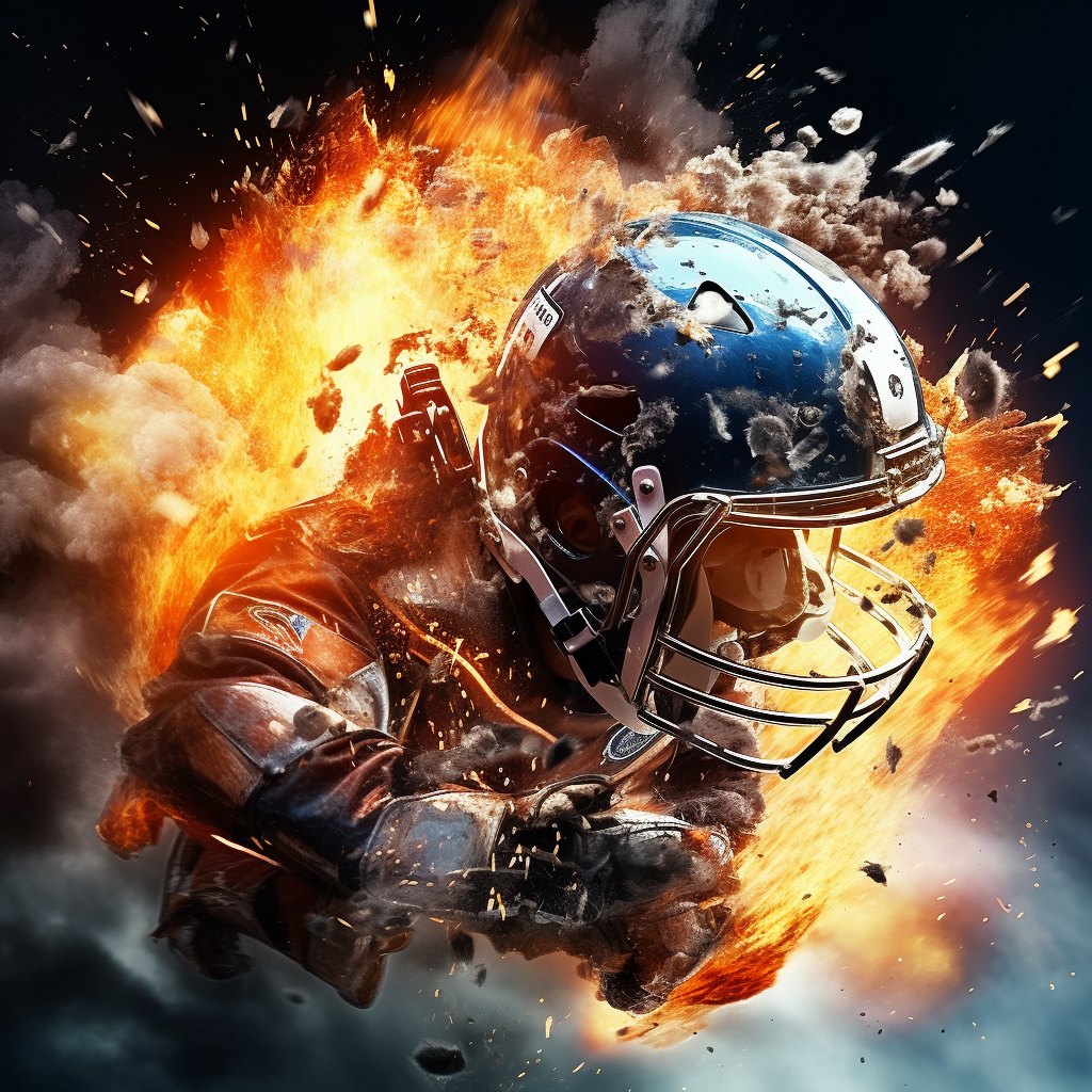 Explosive Football Helmet Action Shot