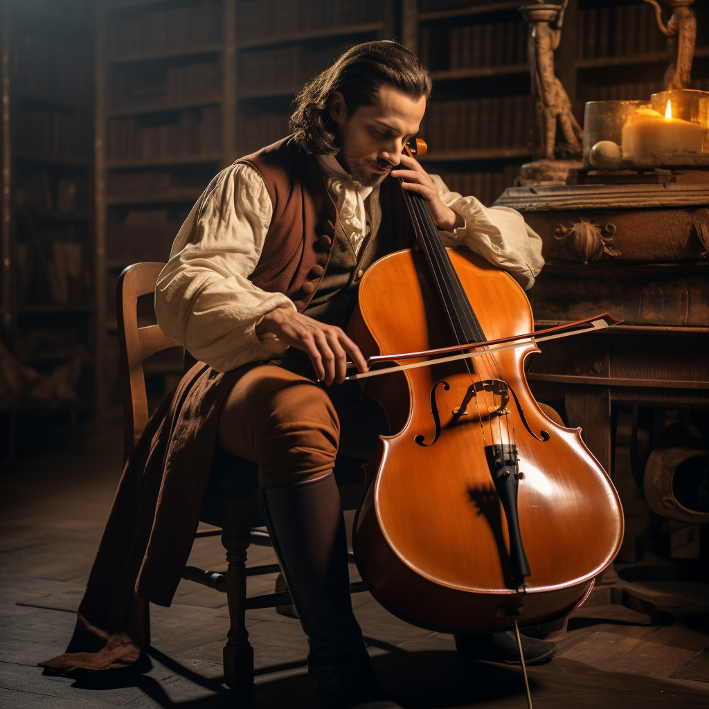 Man playing cello with passion