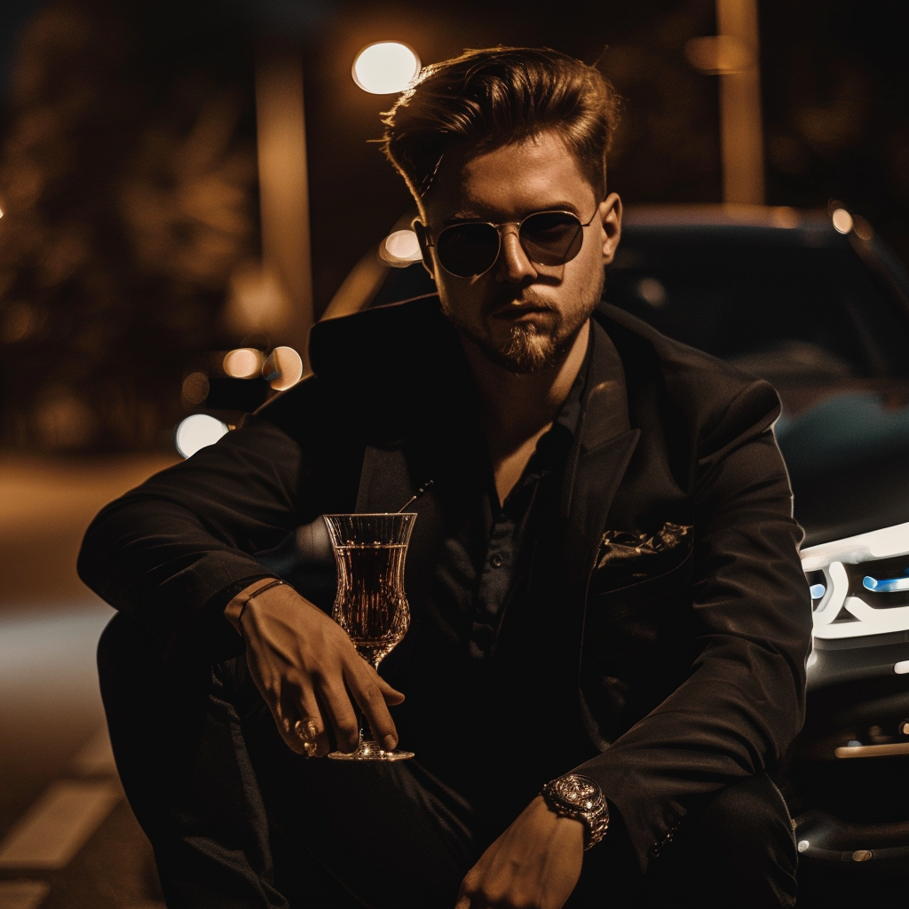 Man with BMW, Whiskey, Cigarette