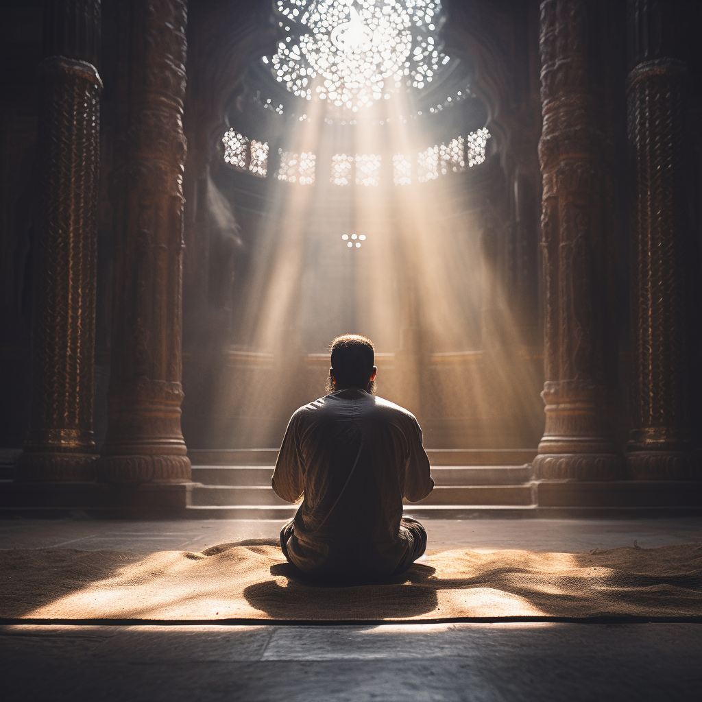 Man Praying Inside Temple