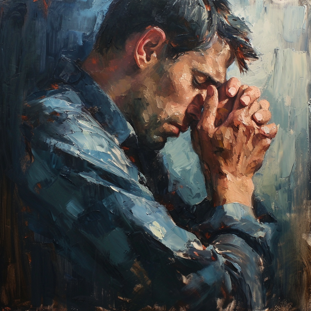 Man in Prayer for Spiritual Meditation