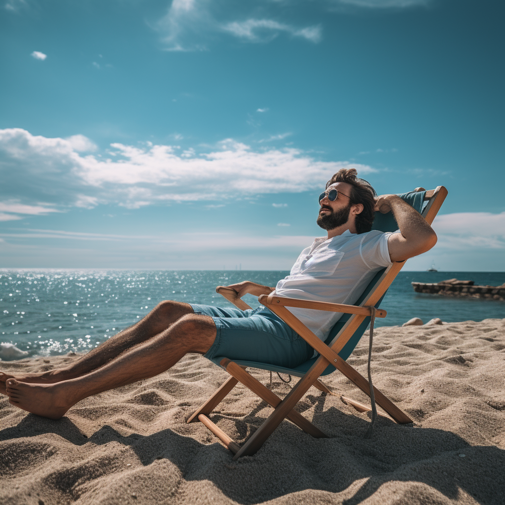 Man relaxing on the beach