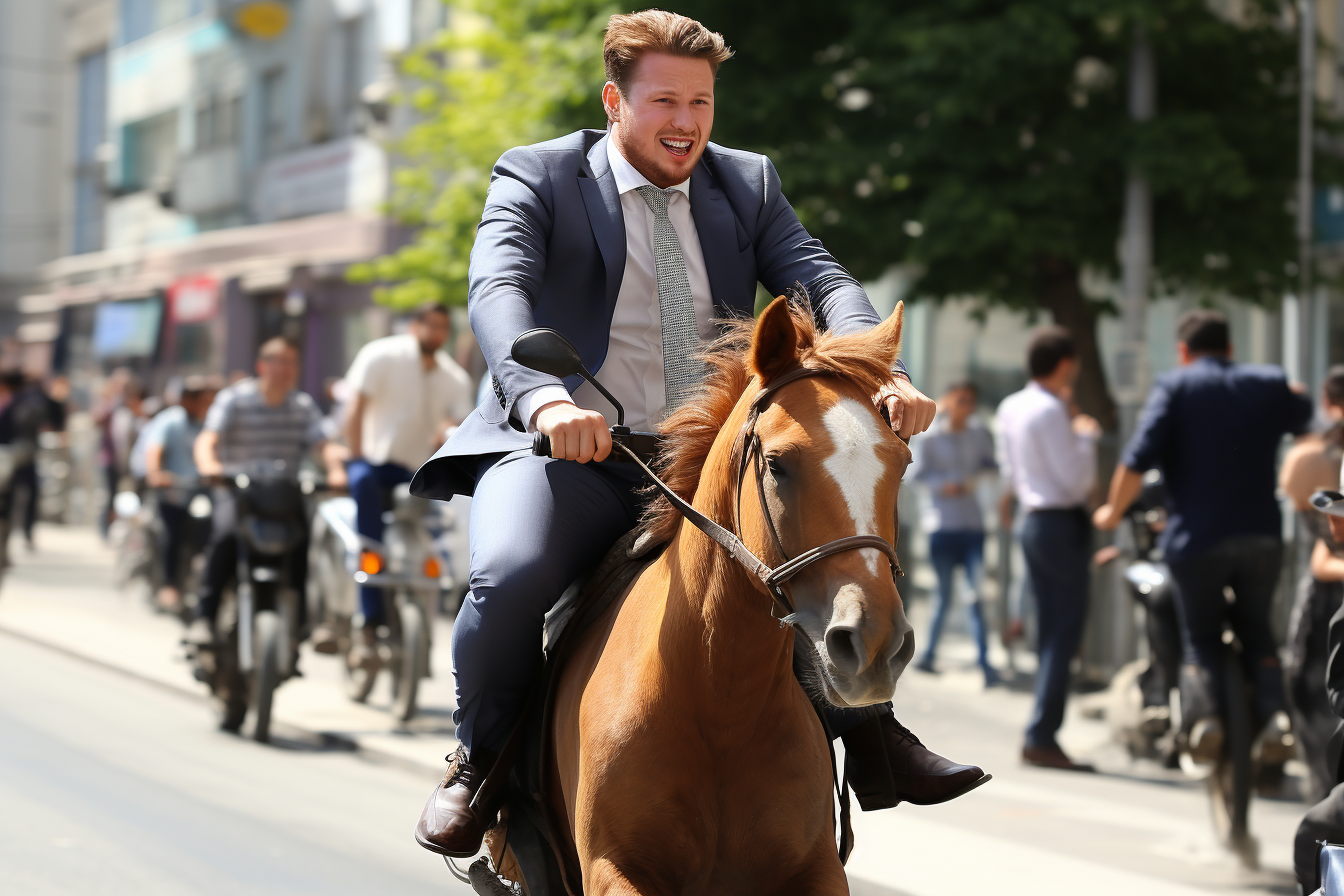 Man riding bike in image