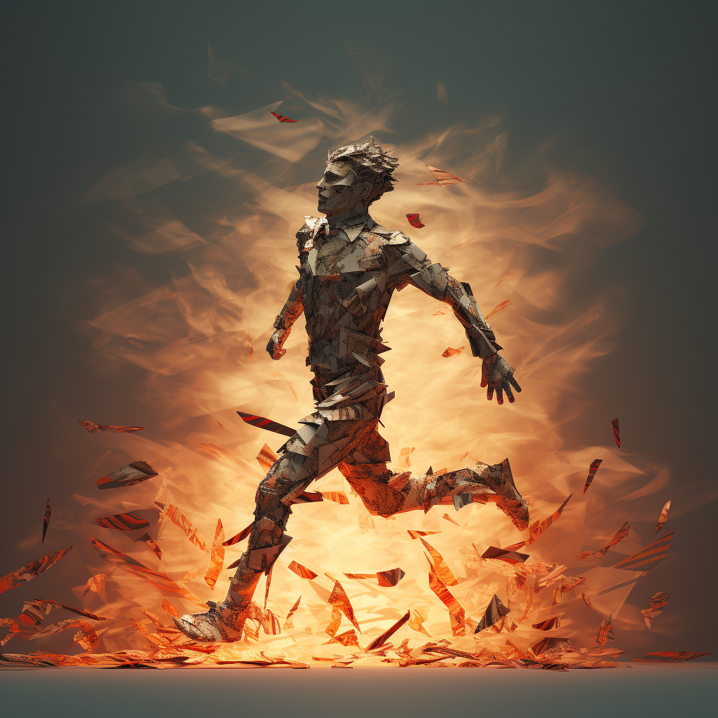 Man running from slow burn newspaper