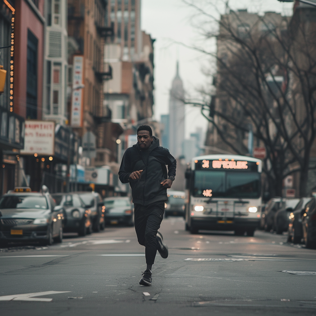 man running on street