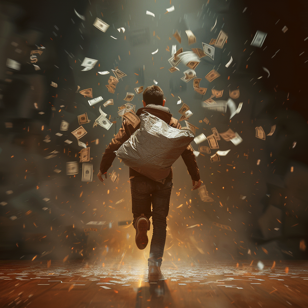 man running money bag image