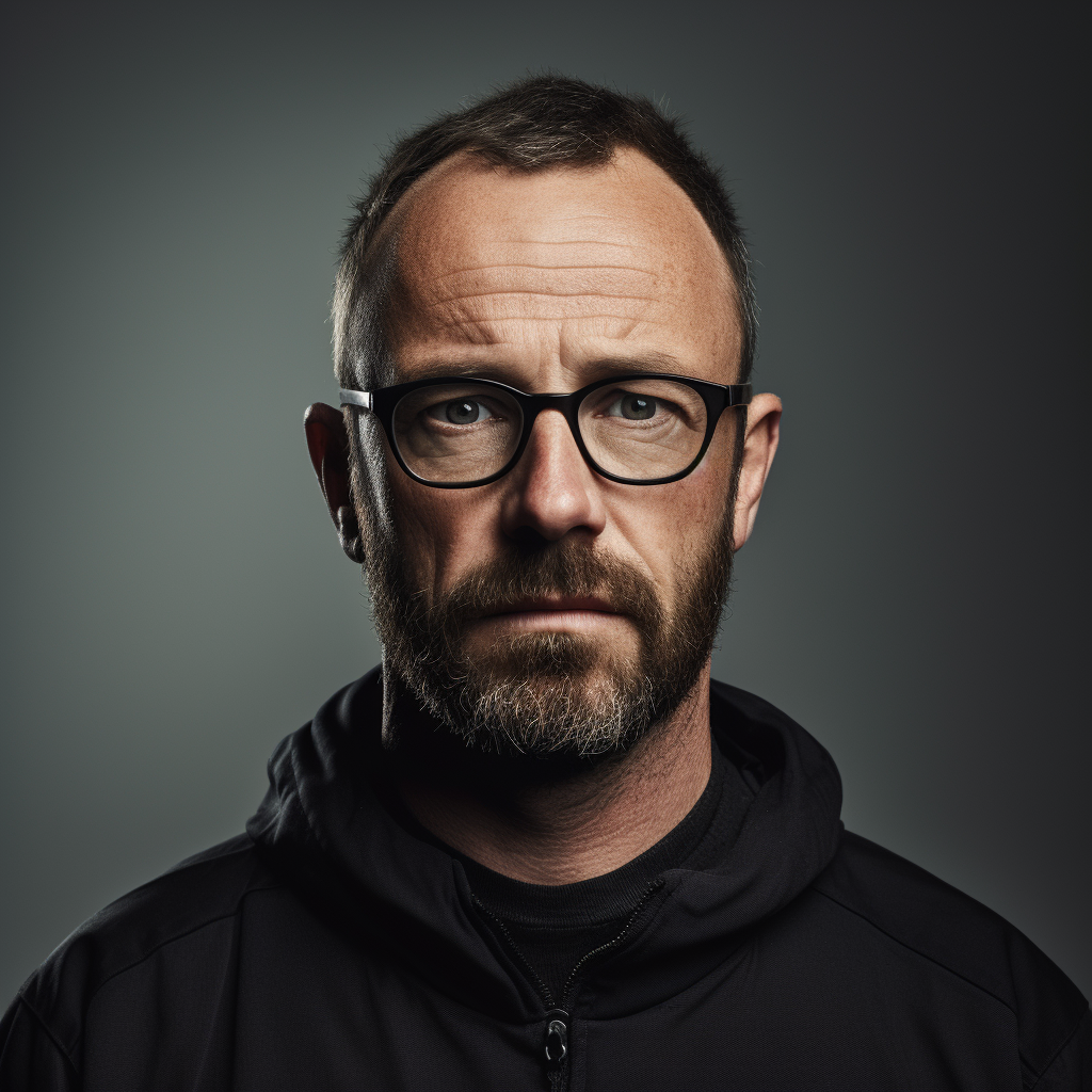 Stylish Man with Short Beard and Black Glasses