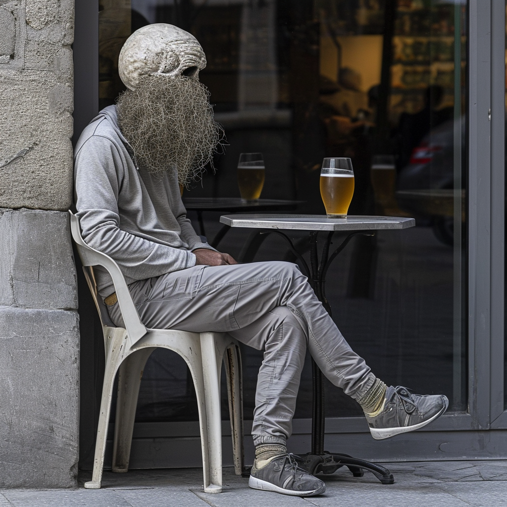 Man sitting at cafe table