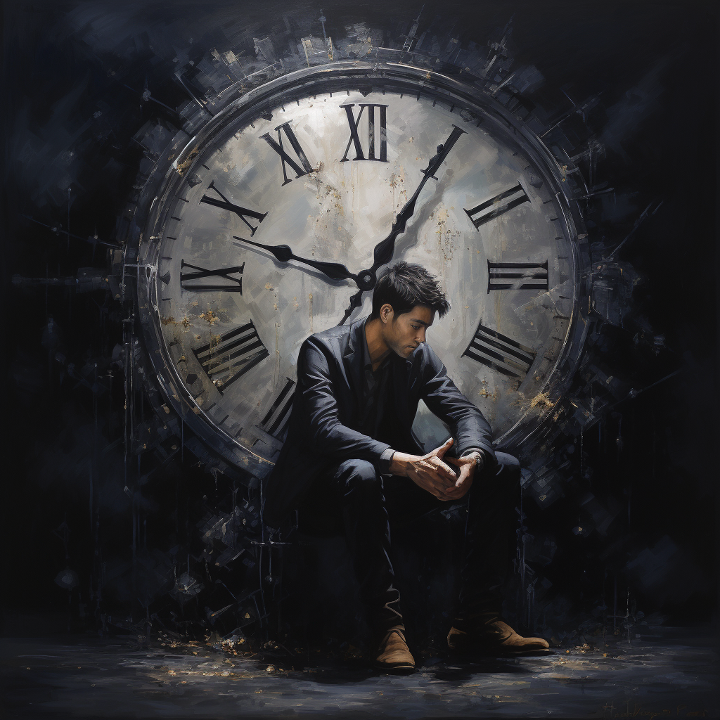 Man sitting on clock