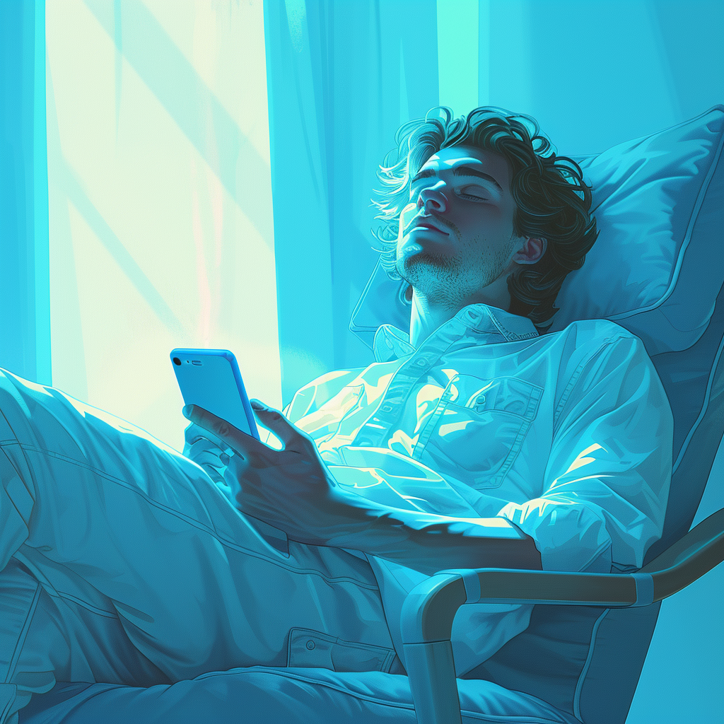 man sleeping with smartphone