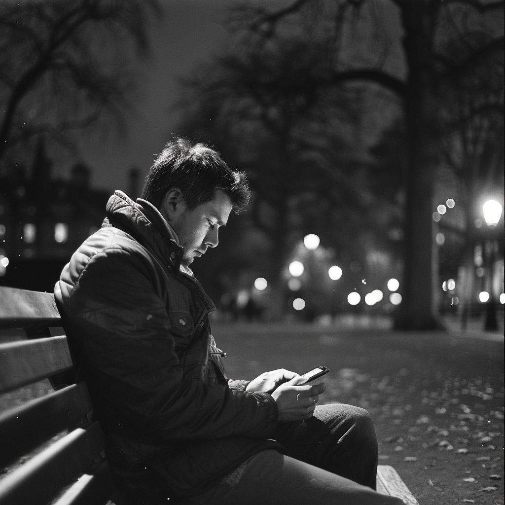 man on park bench