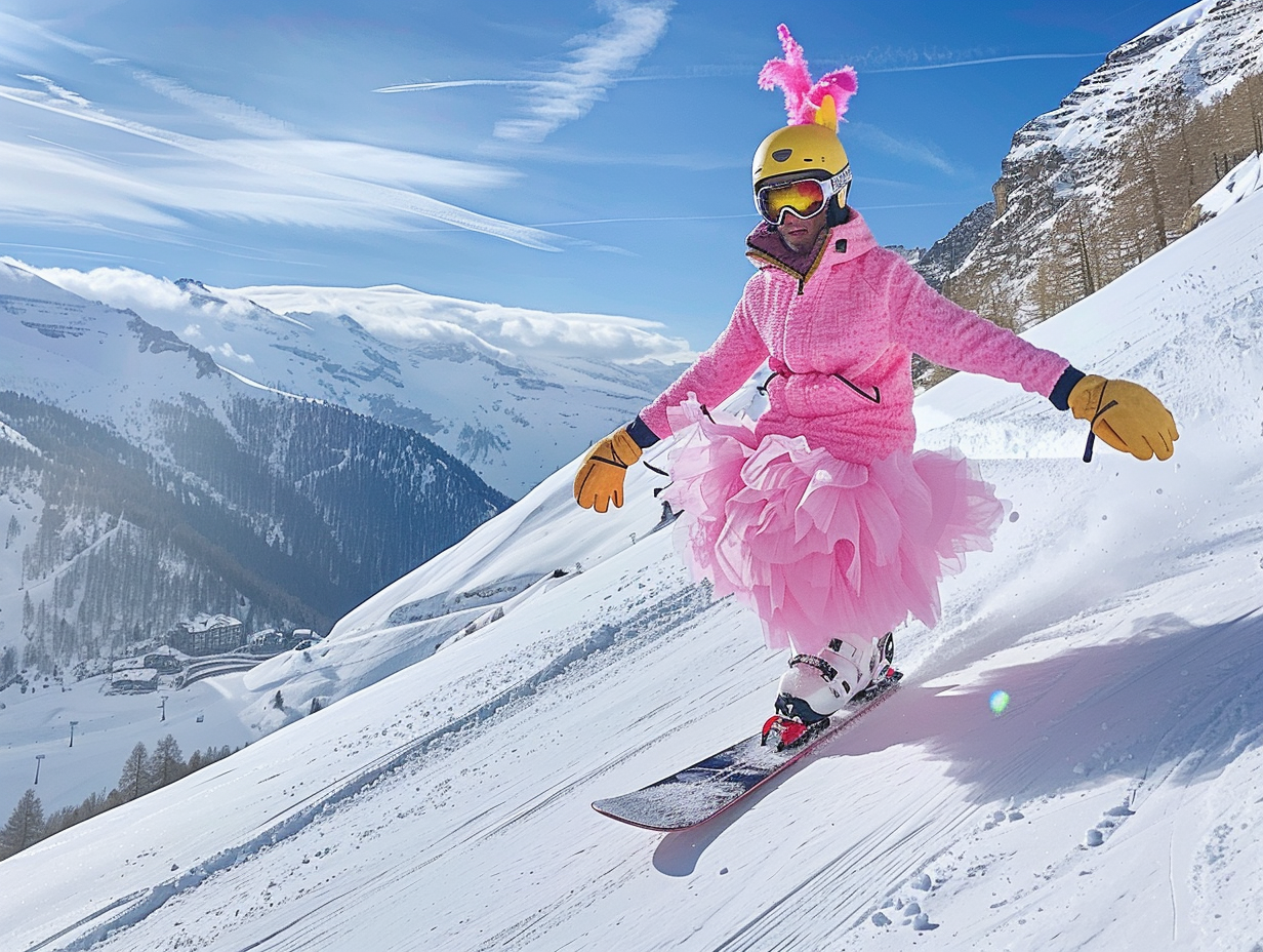 Man snowboarding in French Alps