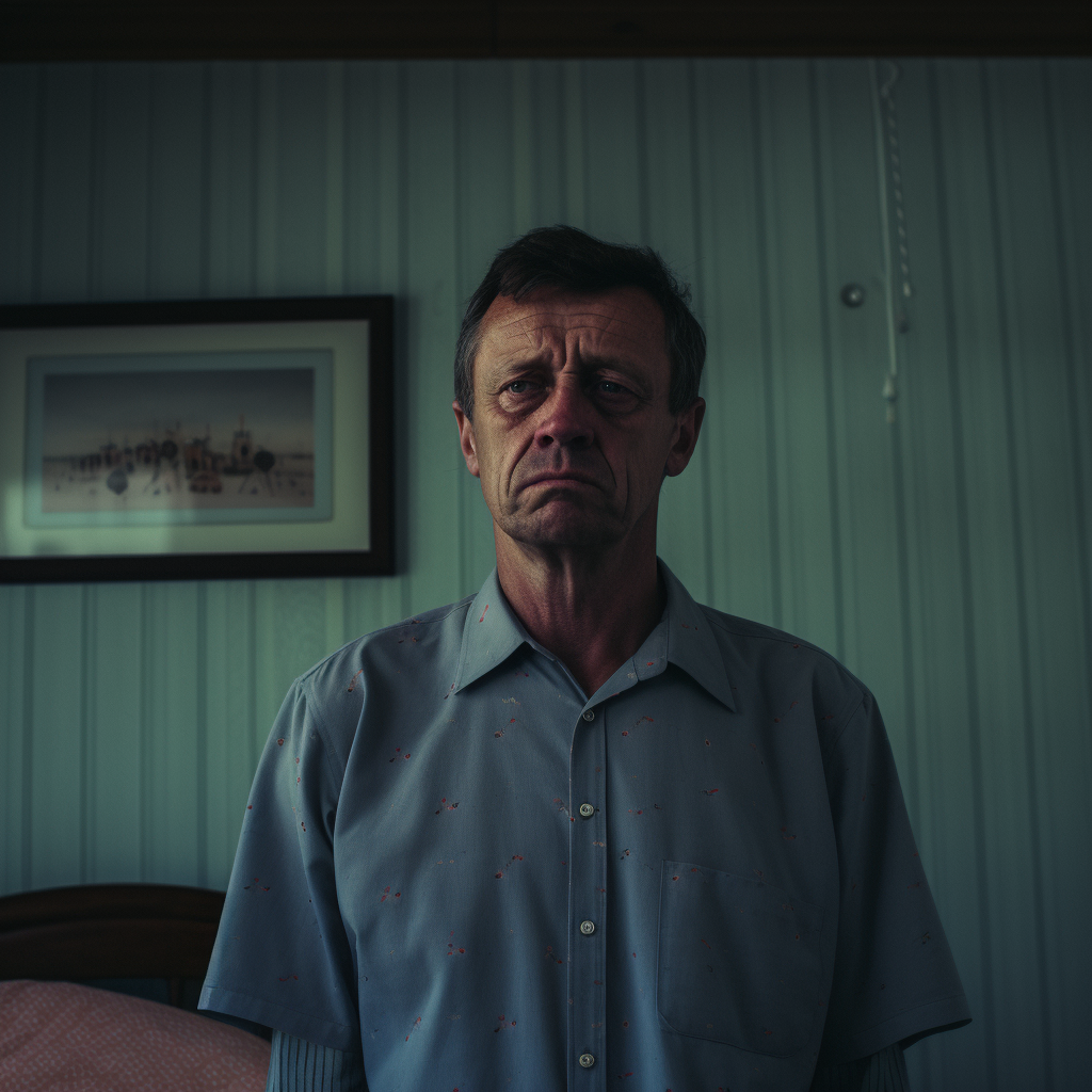 Middle-aged man in bedroom