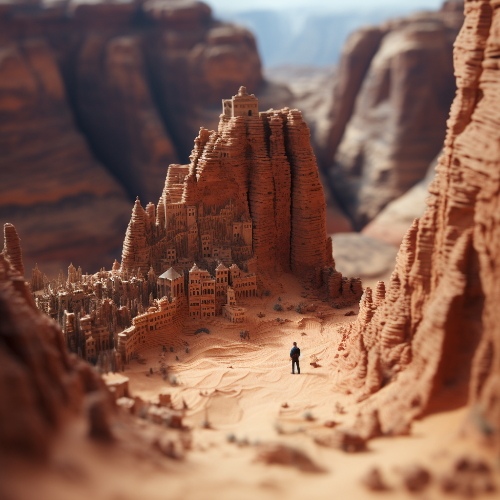 Man standing alone in front of Petra