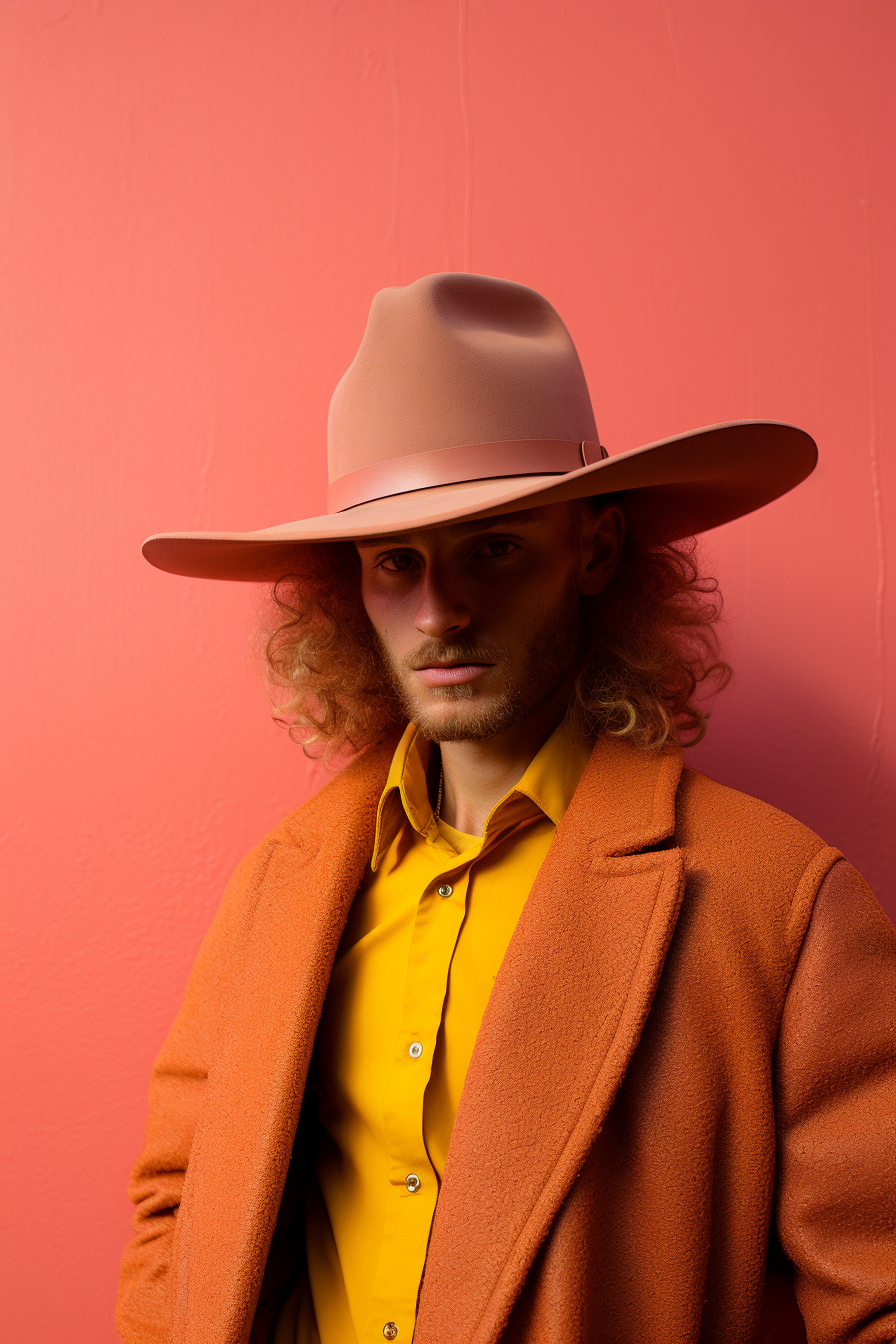 Man with a hat standing in front of a wall