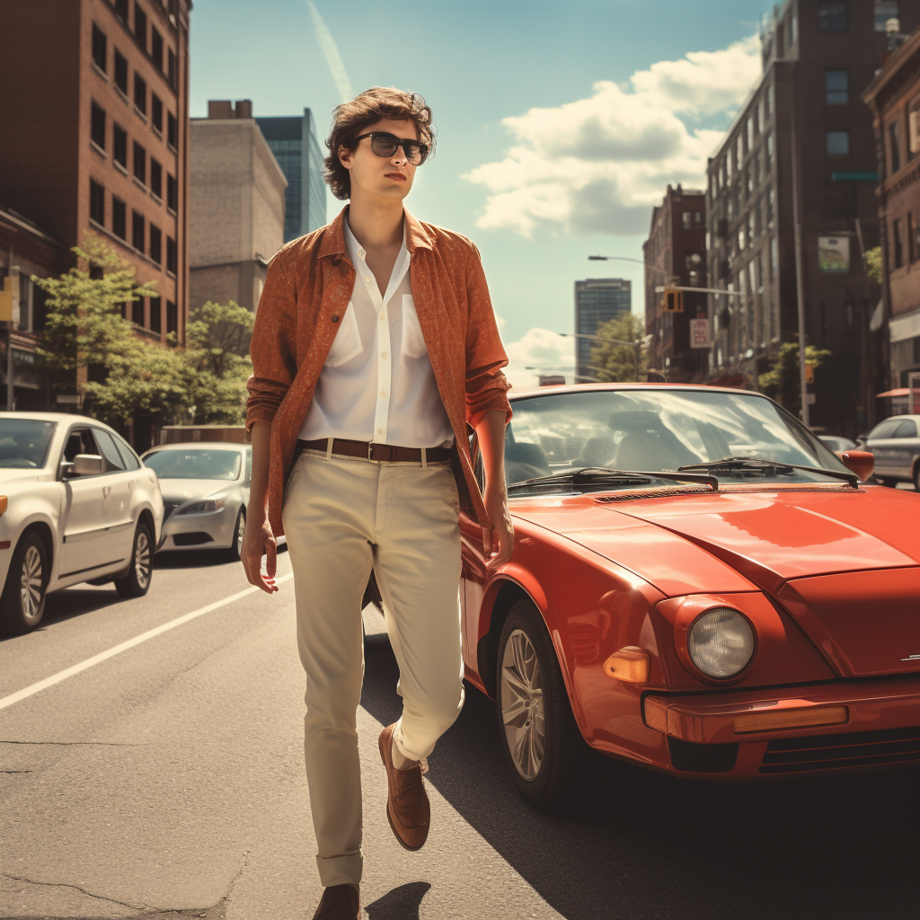 Man Stepping Out of Car