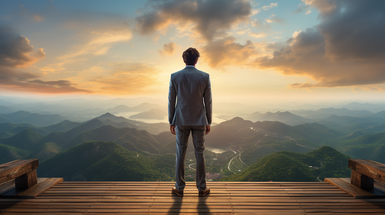 Man with suit looking at horizon