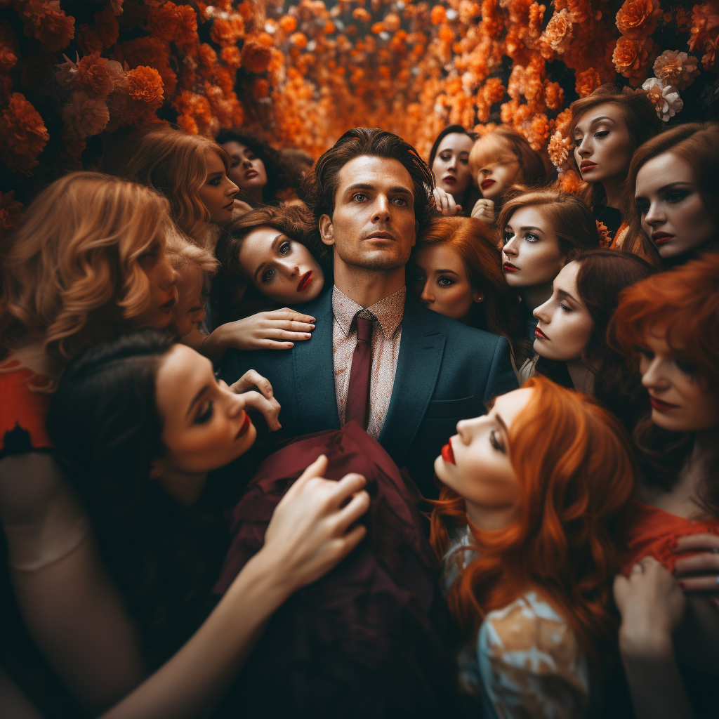 Man Surrounded by Beautiful Women  ?